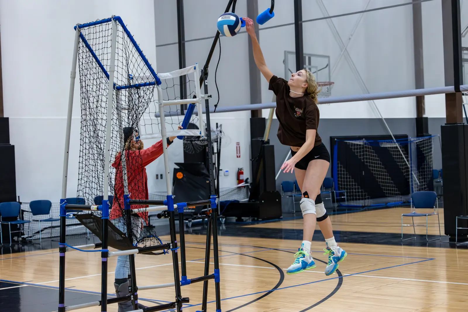 Volleyball athlete in a defensive position