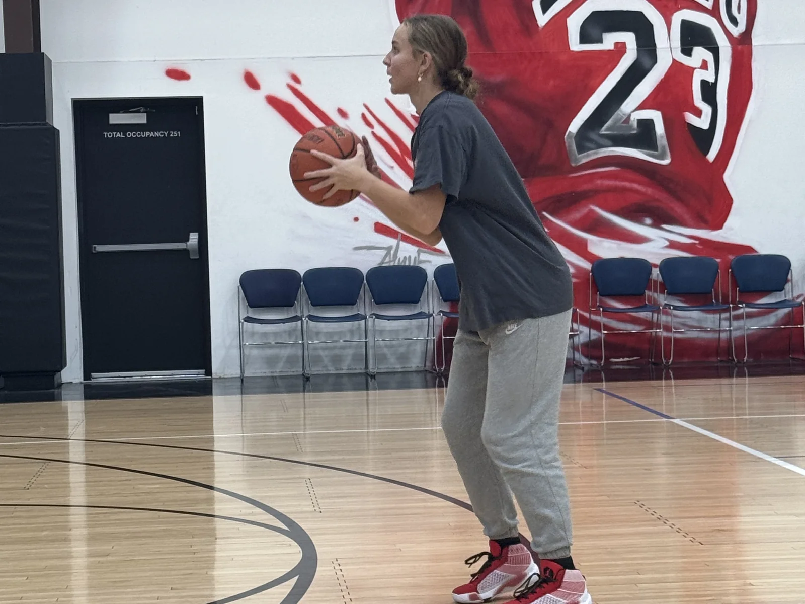 A Training Zone player working on her shooting form at the Herriman facility
