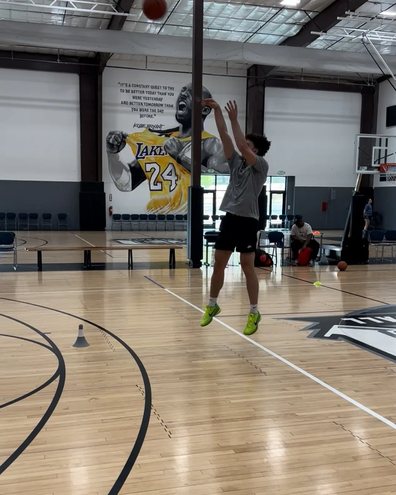 Spencer, a college athlete, rising into a jump shot at Training Zone